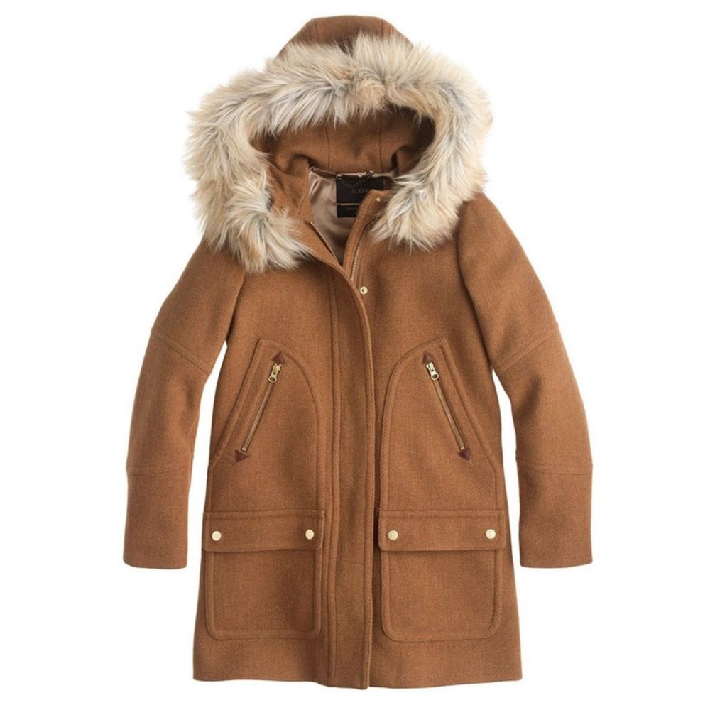 J.CREW Original Style Chateau Parka Stadium Cloth Wool Heather Acorn Size 4
